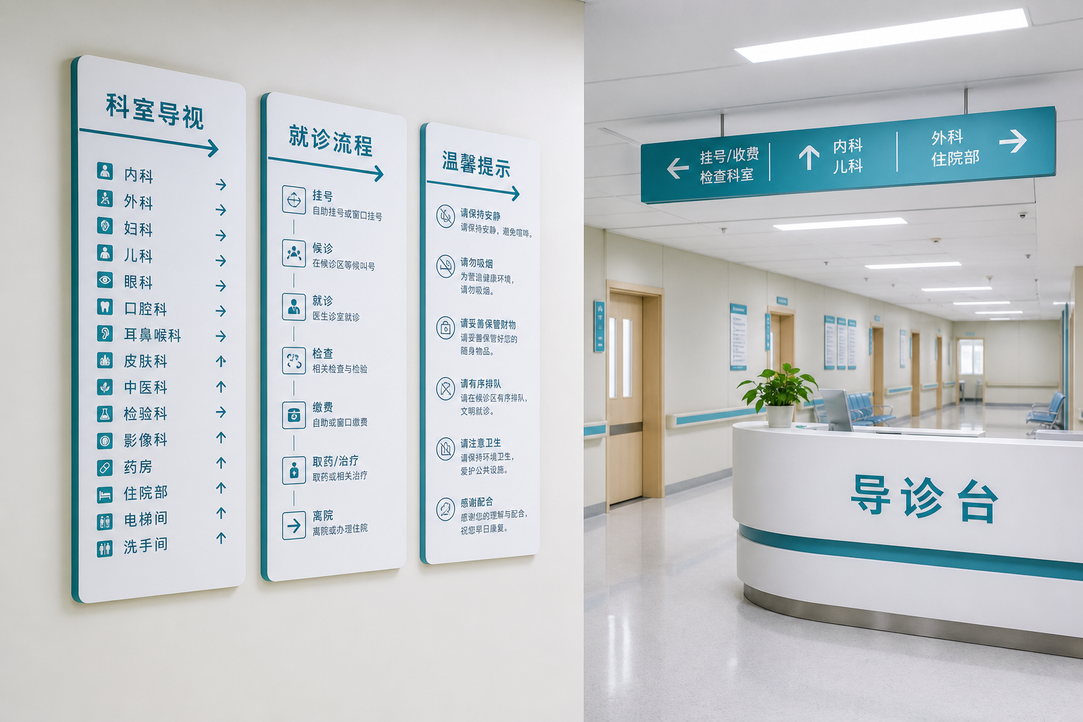 医院与机构导视服务场景示意图
